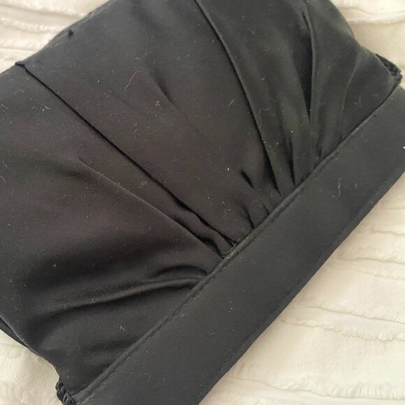 VINTAGE 1950s Pappagallo BLACK Satin Evening Tension Clutch Bag Purse - Picture 3 of 6